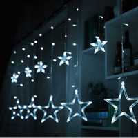 Gwiazdy Wiszące LAMPKI Choinkowe 138 LED KURTYNA Świetlna GIRLANDA LED
