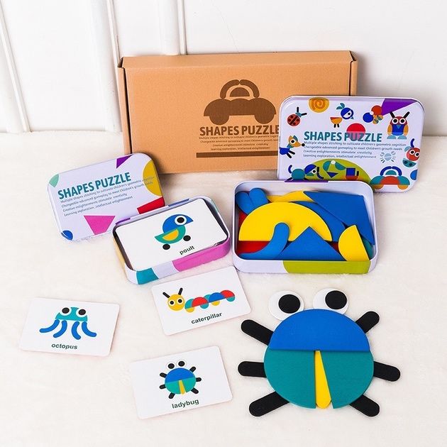 Дерев'яна мозаїка для дітей Монтессорі - танграм Shapes Puzzle