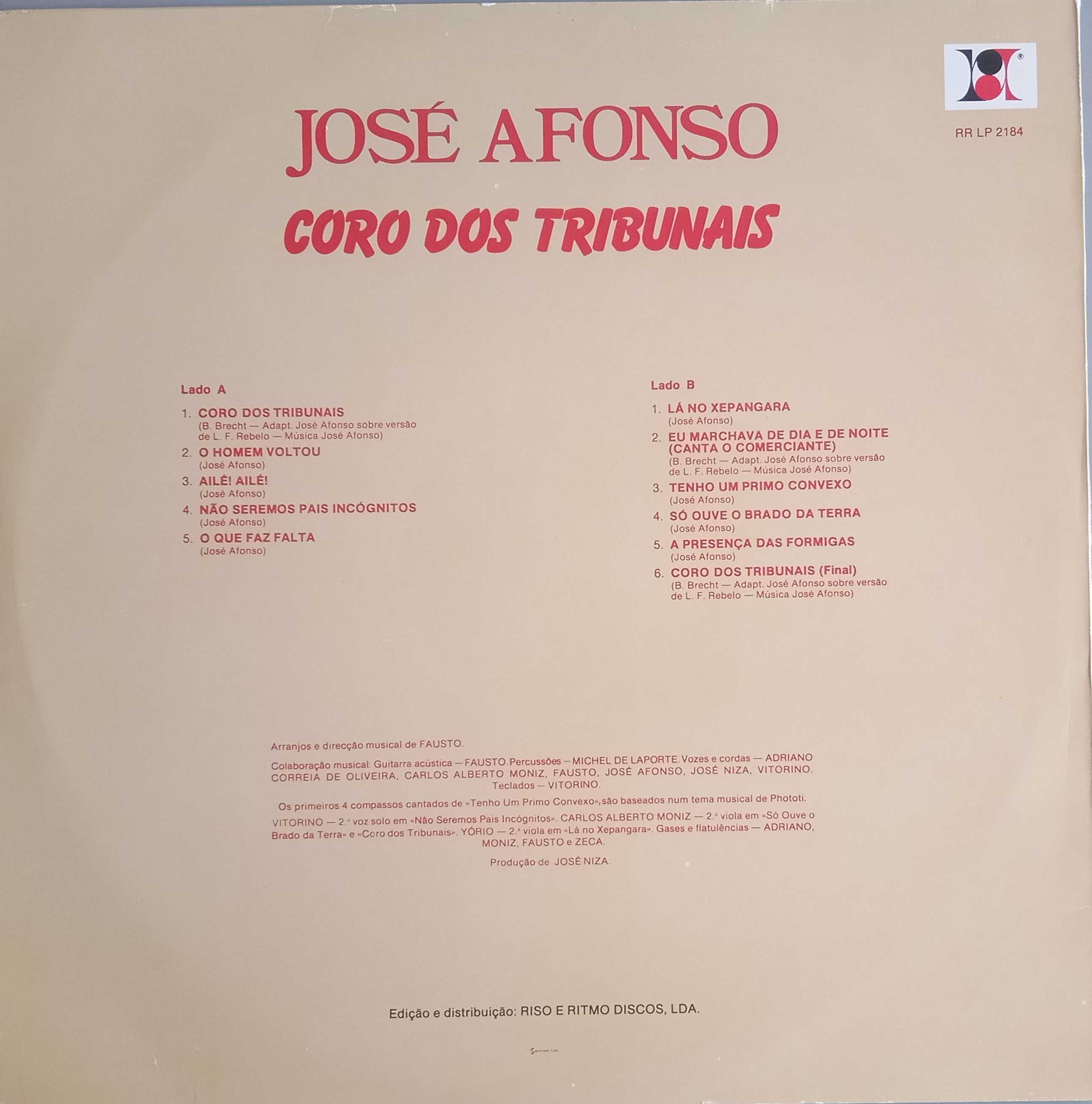 José Afonso	- - - - -		Coro dos Tribunais	- - - - -	LP