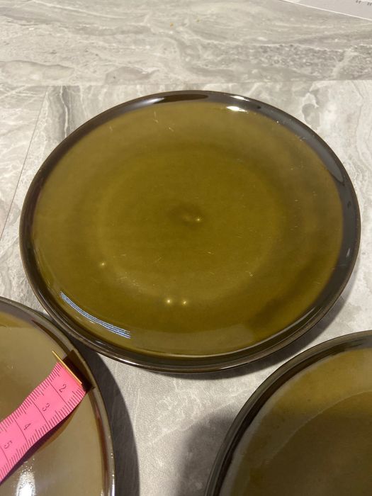 3 talerzyki deserowe zielone Porcelit Pruszków