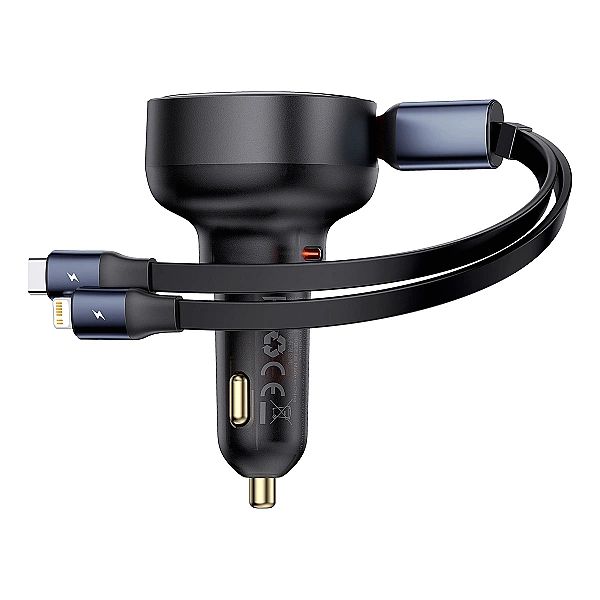 Ładowarka samochodowa Baseus Enjoyment USB-C z kablem USB-C / Lightnin