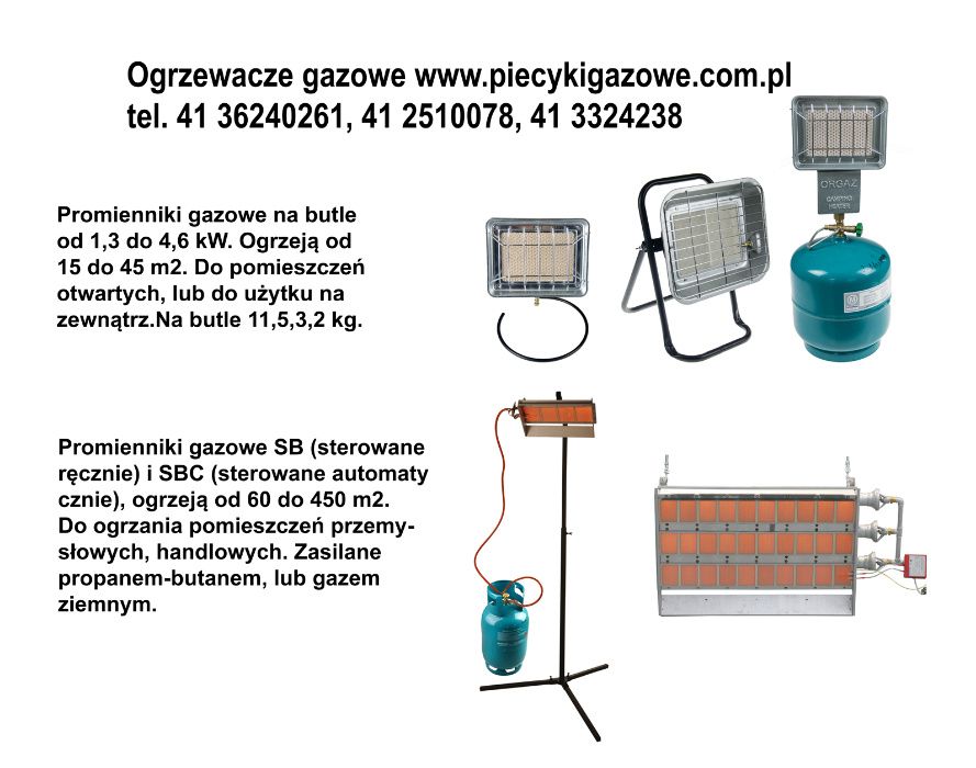 Promiennik ogrzewacz gazowy 1,3 kW SB-601 na butle dla wędkarzy