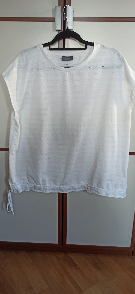Bluzka, koszulka, T-shirt - biała - duża - r. 50