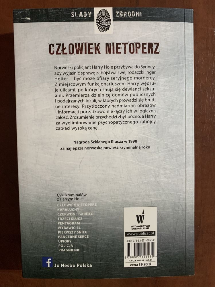 Kryminał Jo Nesbo Człowiek nietoperz