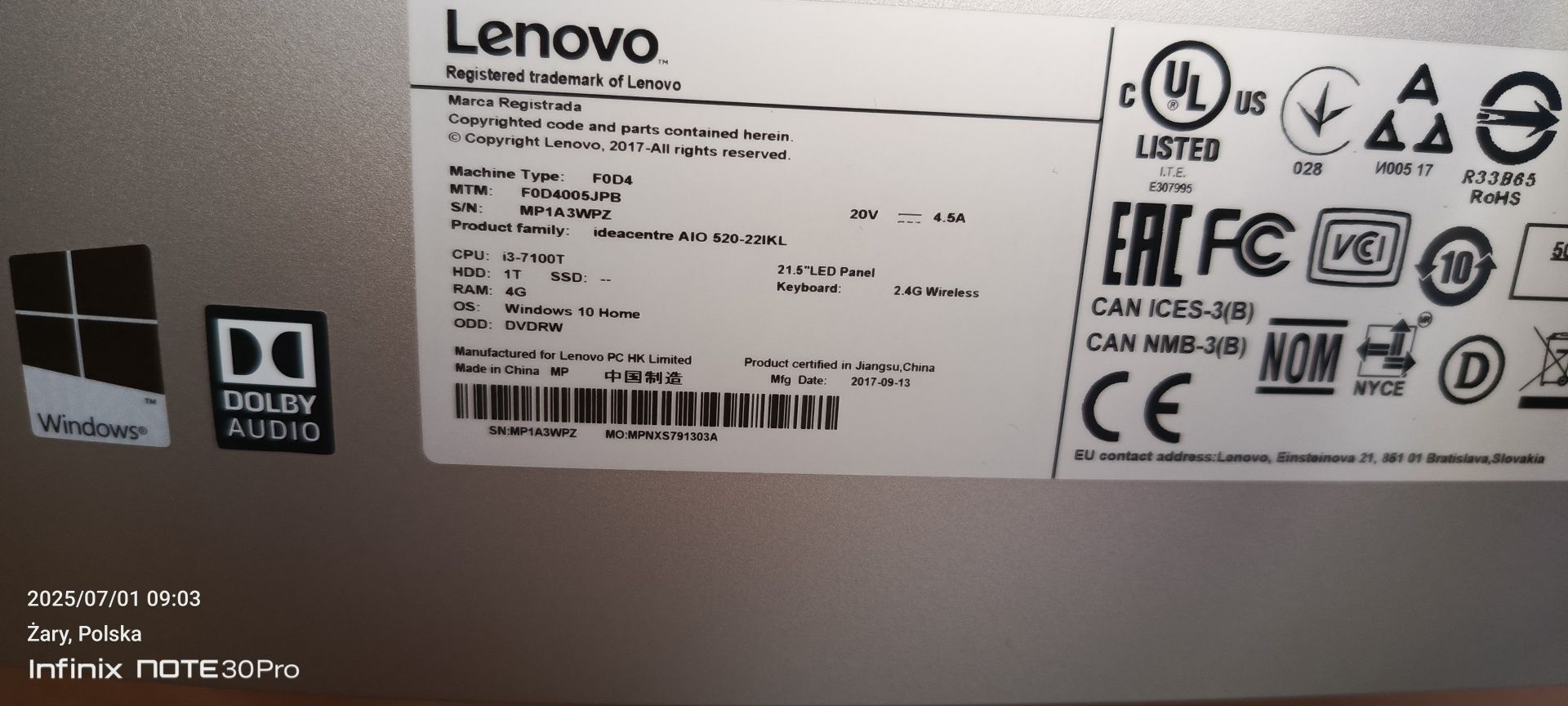 Komputer stacjonarny lenovo