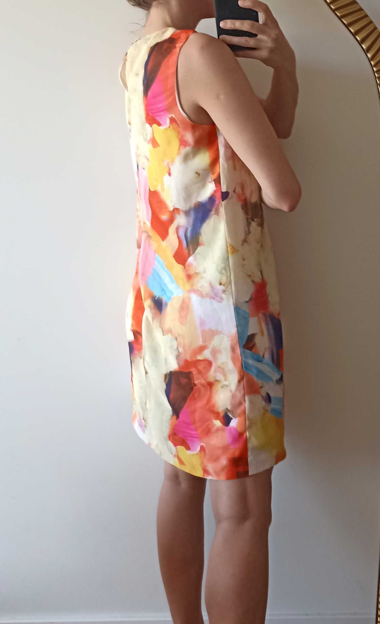 Kolorowa sukienka mini prosta h&m