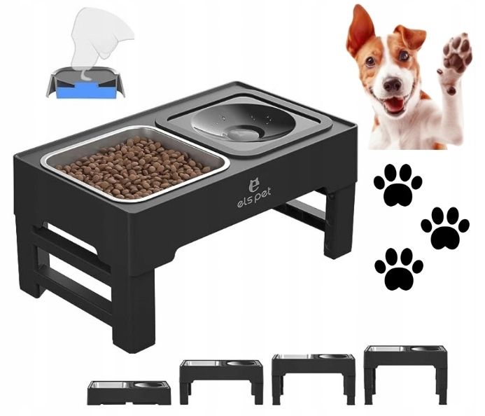 Podwyższona Miska Dla Psa Els Pet 2W1 Regulowana Wysokość Powystawowy
