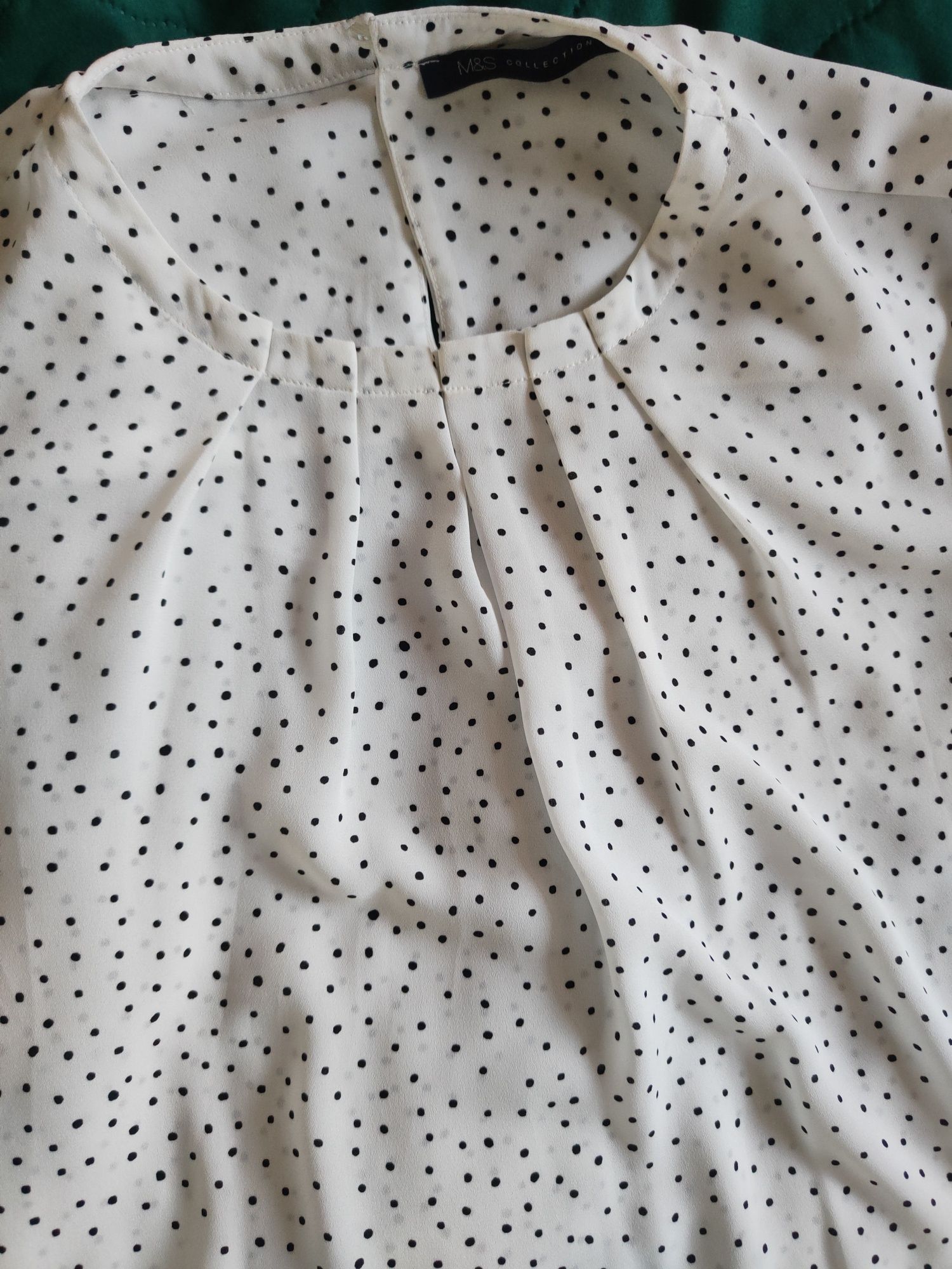 Elegancka Biała bluzka kropki groszki Marks & Spencer 40