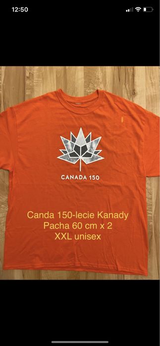 Canada 150 lecie Kanady pomarańczowa koszulka ze srebrnym logo t-shirt