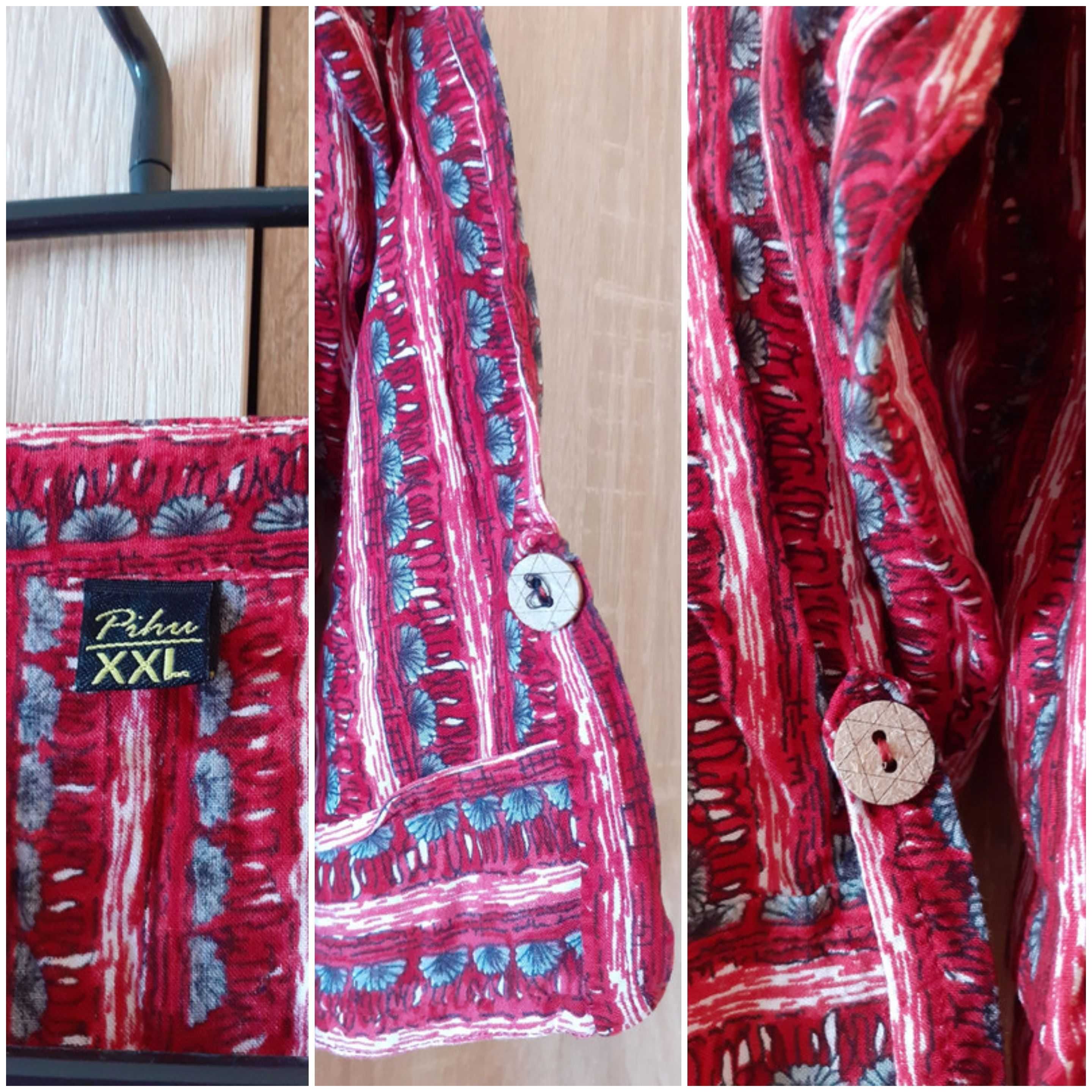 38/40/42/44 Sukienka typu kaftan letnia plażowa midi bordowa wzory