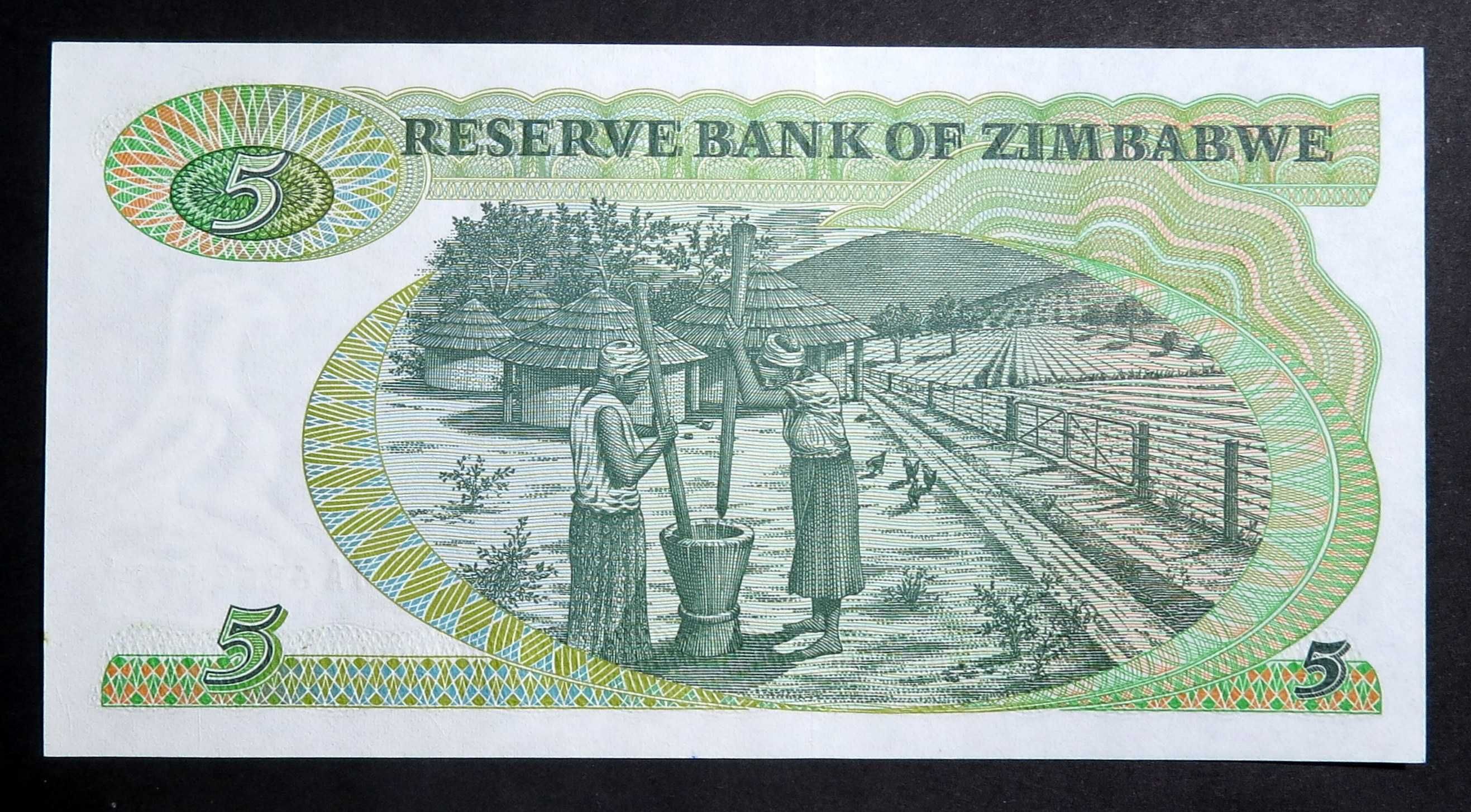 ZIMBABWE - Nota 5 Dollars 1980 1ª Série P-2A aUNC