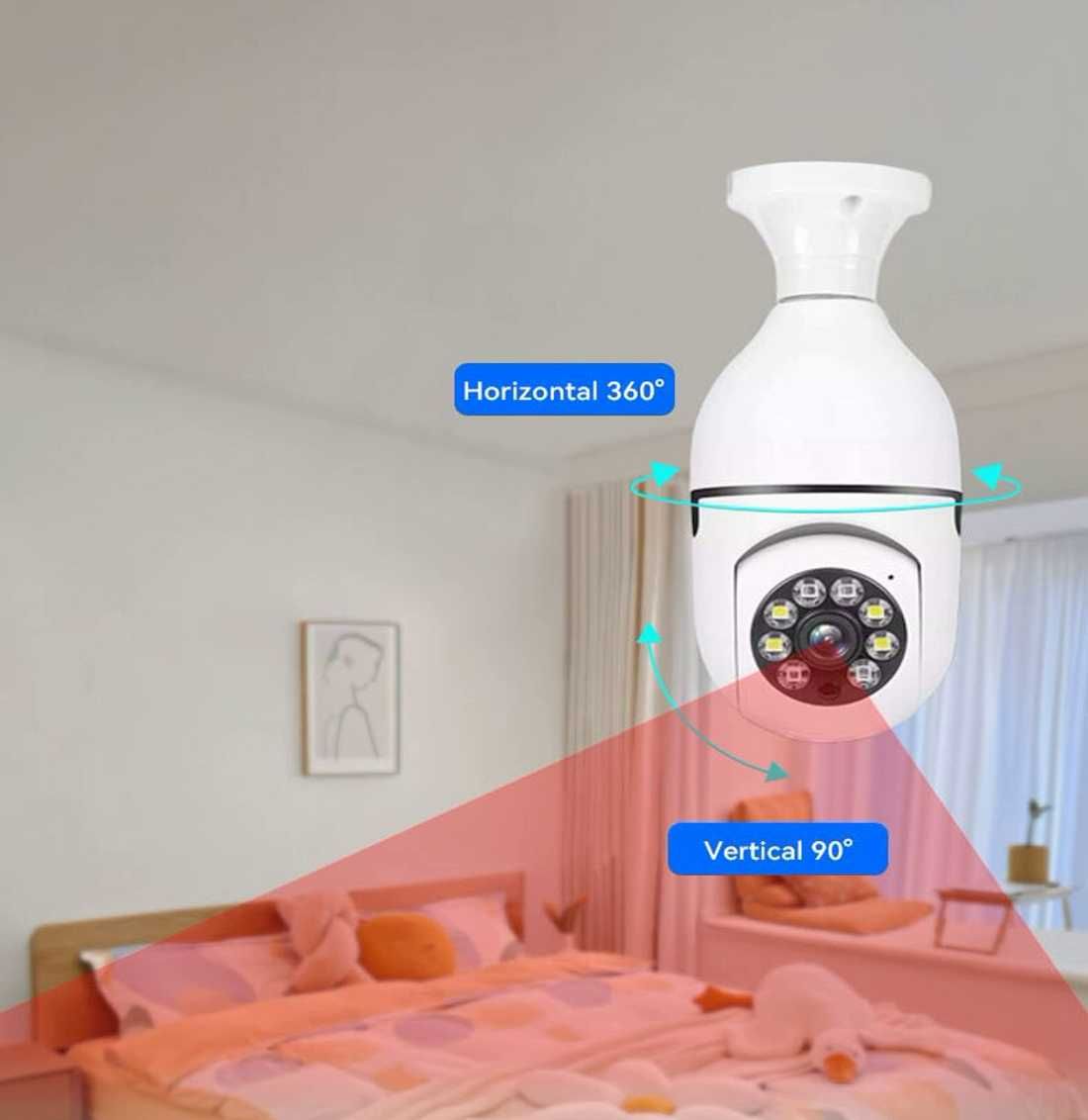 WiFi комнатная видео камера видеонаблюдения, видео няня, на патрон E27