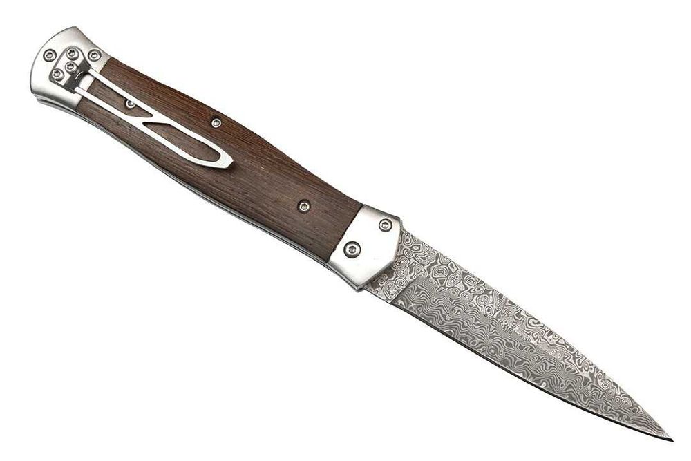 Takoma - Ekskluzywny Nóż Sprężynowy Automatyczny Stal Damasceńska 961