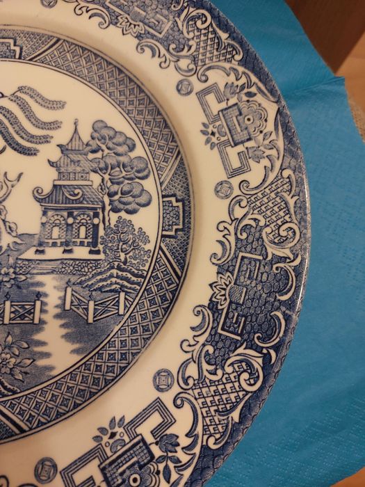 Angielski Kraj Angielski Ironstone Anglia Niebieski talerz płaski 24 c