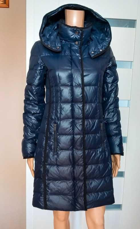 Hugo Boss zimowa damska długa kurtka puchowa płaszcz puchowy XS