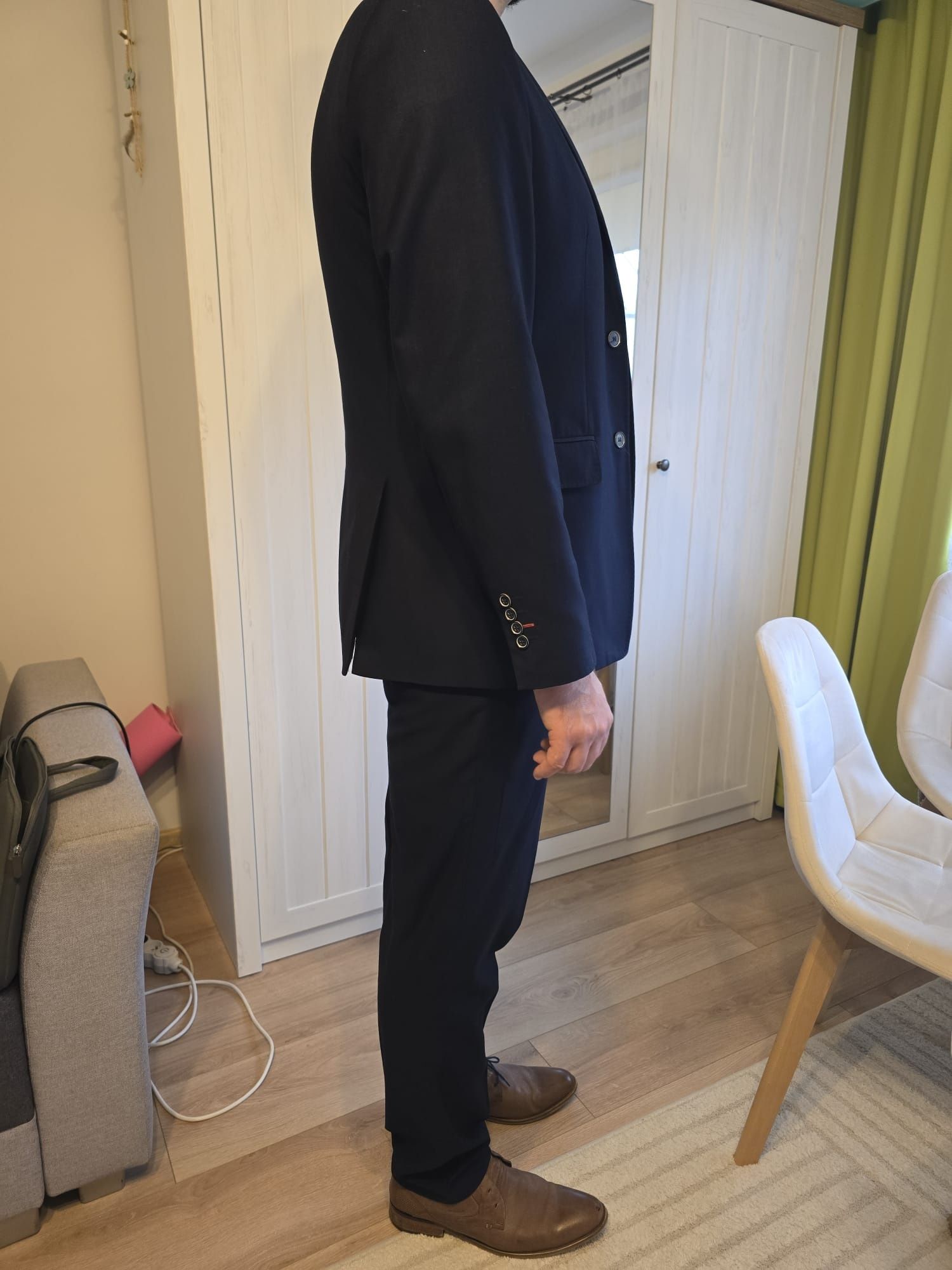 Granatowy garnitur męski XL 187 cm
