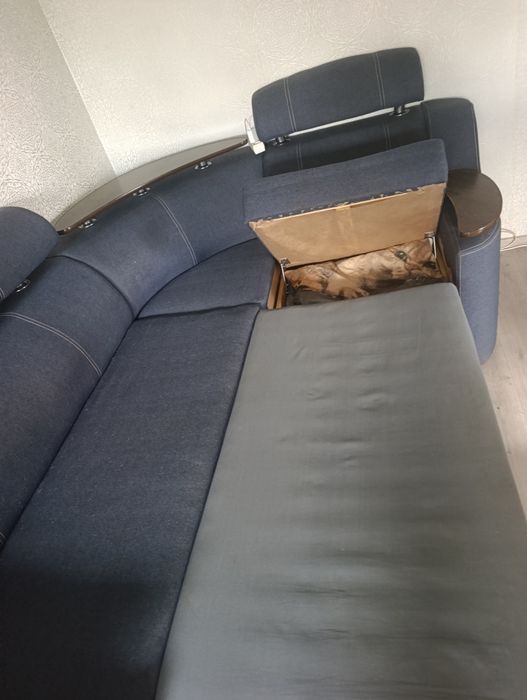 Кутовий диван, синьо-сірого кольору