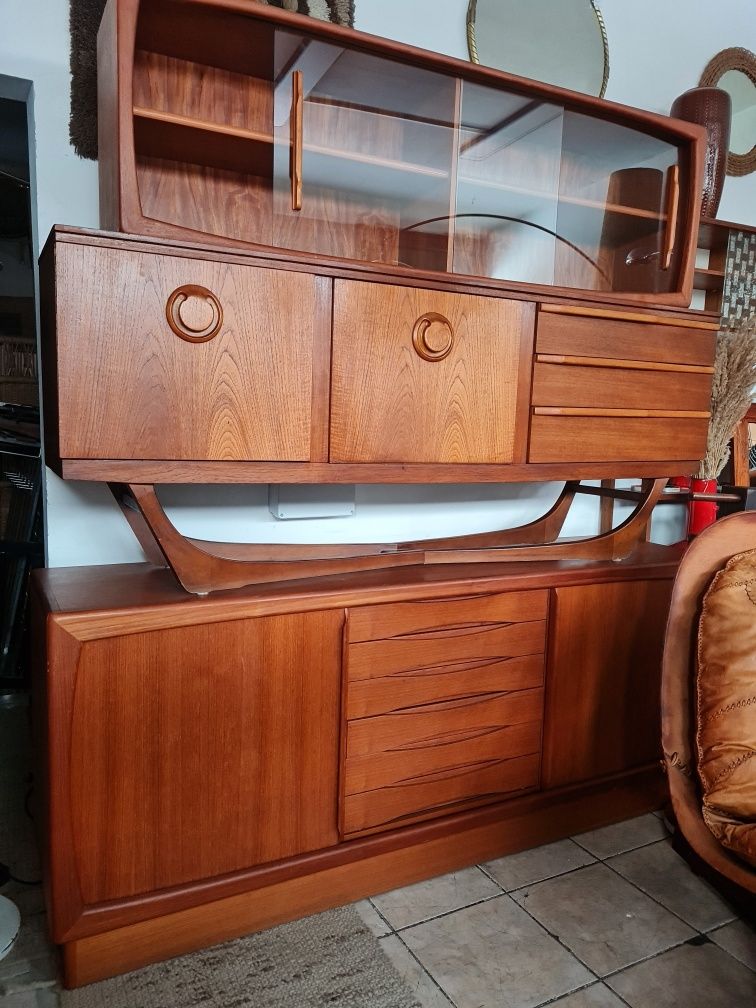 Komoda tekowa,sideboard,witryna ścienna Dyrlund,Dania lata 70,mid-c
