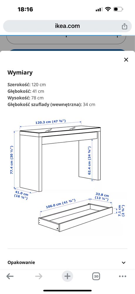 Toaletka malm ikea