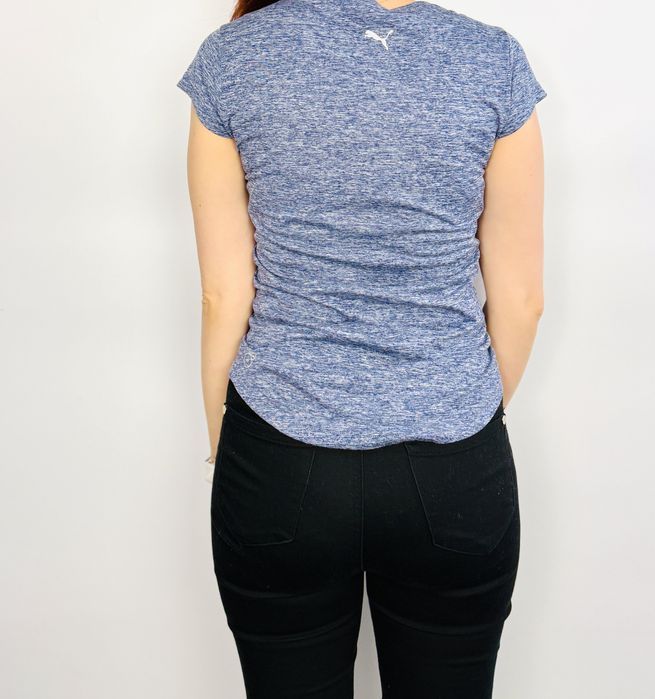 Dopasowany niebieski T-shirt sportowy S 36