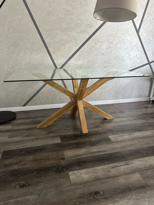 Стіл обідній Дуб/скло 160/90 см