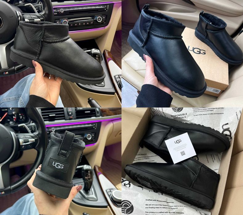 Мужские сапоги UGG Classic Ultra Mini Black 41-45 Натур Кожа! Новинка!