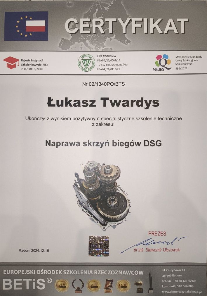 Serwis, naprawa, regeneracja automatycznych skrzyń biegów DSG