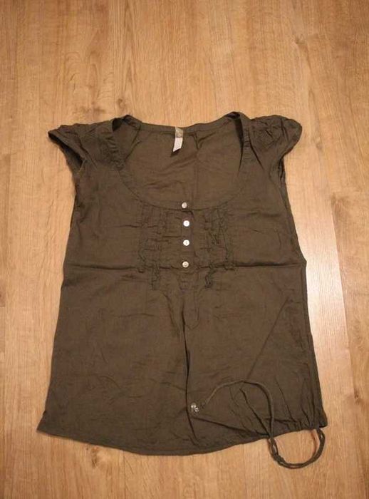 Luźna koszulka khaki boho vintage