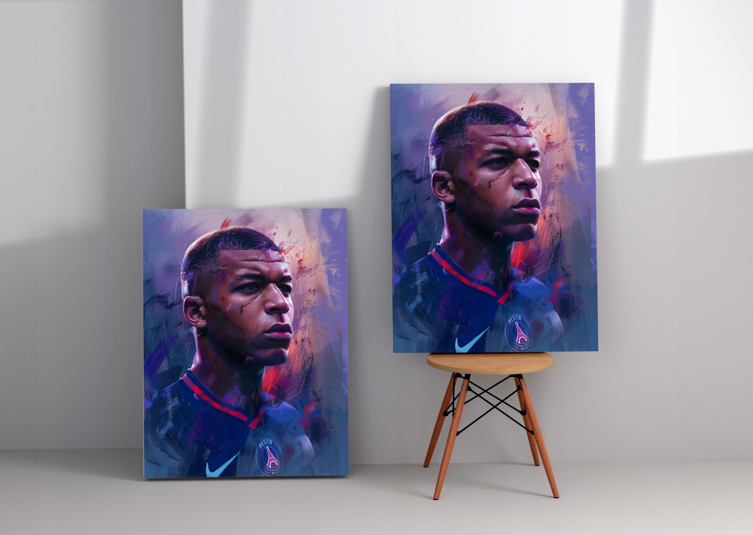 Nowoczesny Portret Kylian Mbappé na Płótnie 60x80 cm - Idealny Prezent