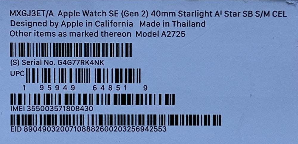 OUTLET Apple Watch SE 2gen Cellular 40mm Księżycowa poświata S/M FV23