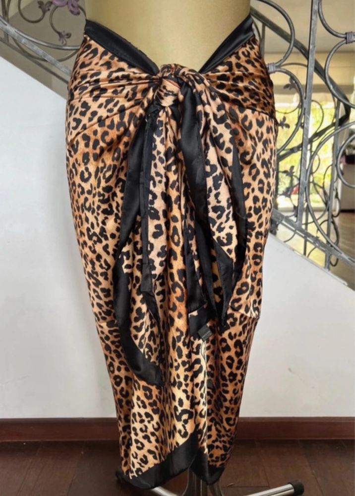 Chusta plażowa  szal pareo sarong panterka 180 x 85 plaża wakacje lato