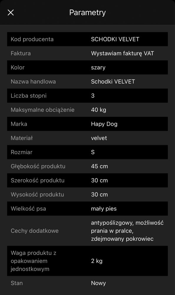 Schodki dla psa aksamit szary