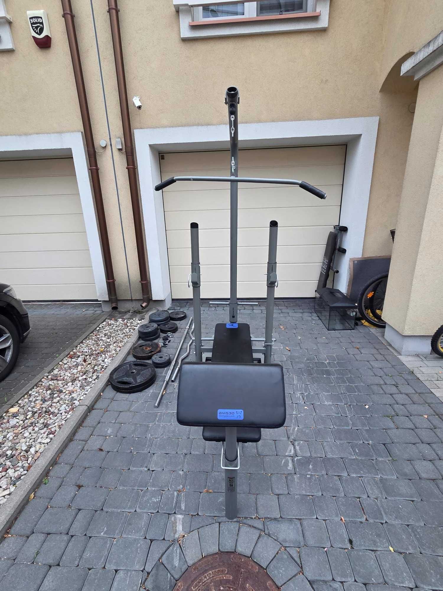 Ławeczka DOMYOS BM530 + Gryf prosty + gryf łamany + obciążenia