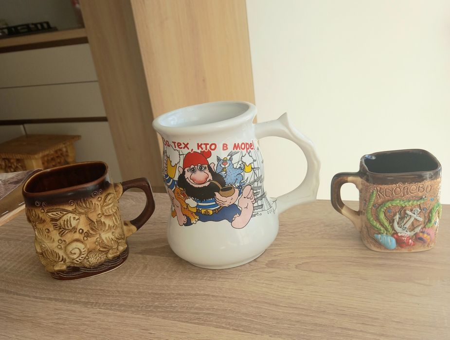 Чашка, пивная кружка сувенир из Коблево, Коктебель 3 шт.