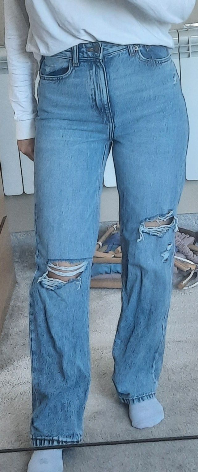 Jeansy zara jeansy szerokie szwedy jeansy dziury