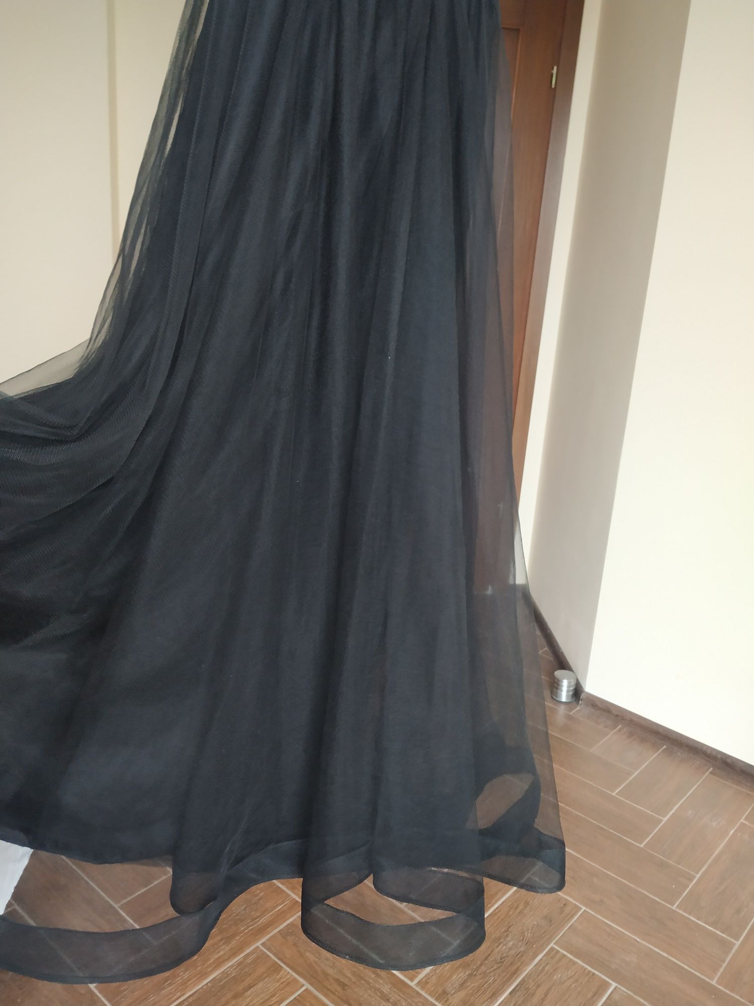 Sukienka długa, czarna, XS/S