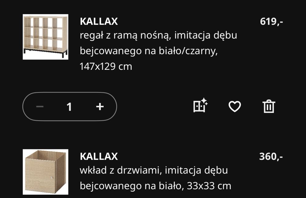 Regal Komoda Kallax Ikea dąb