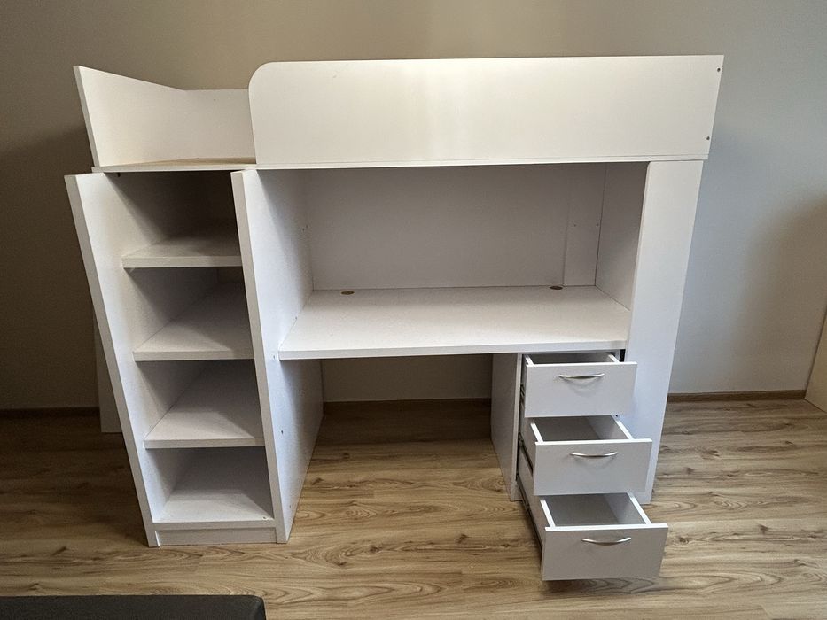Łóżko piętrowe białe 80x200 z biurkiem