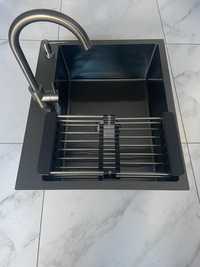 Мойка Kroner 5050HM черная и смеситель для кухни, Kroner