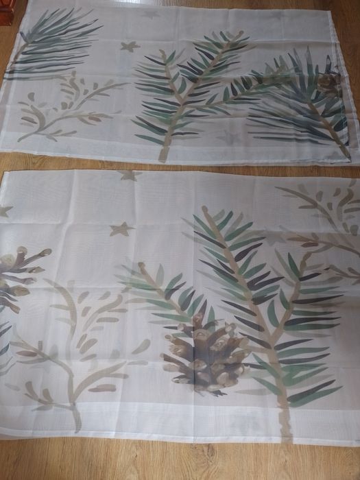 2 firany zimowe gałązki gwiazdki 133x164 cm