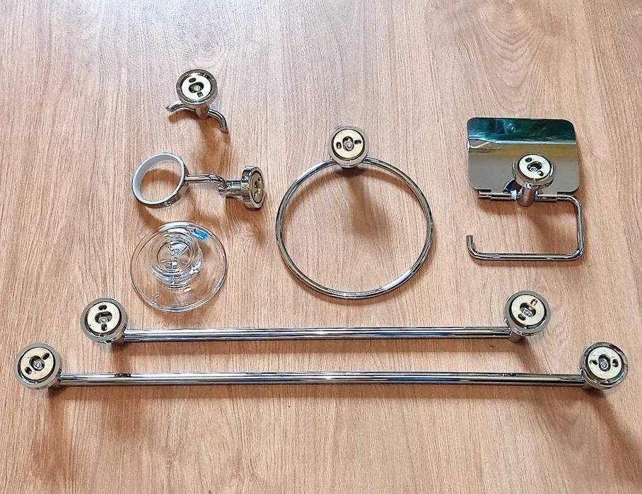 Kit cromado casa de banho 7 peças toalheiros
