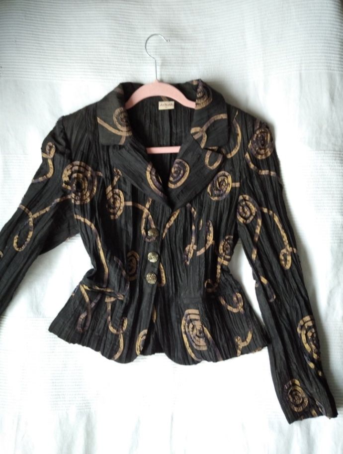 Marynarka vintage XL L XXL złota Ankara czarna 44 42 40UNIKAT