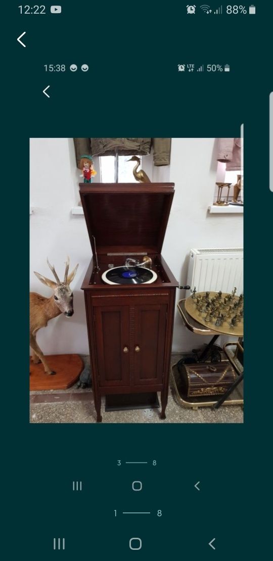 XIX w Gramofon  Szafkowy Stan Kolekcjonerski po Przeglądzie  !!!