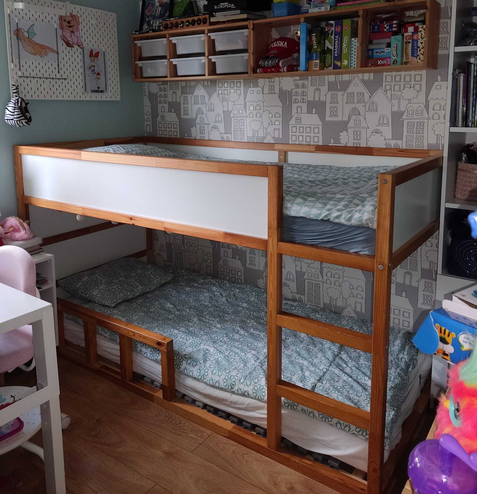Łóżko piętrowe KURA Ikea 90x200 + 2 materace