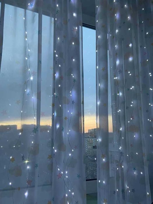 Гірлянда штора лід 3х3 з гачками холодний білий 300 led USB юсб живлен