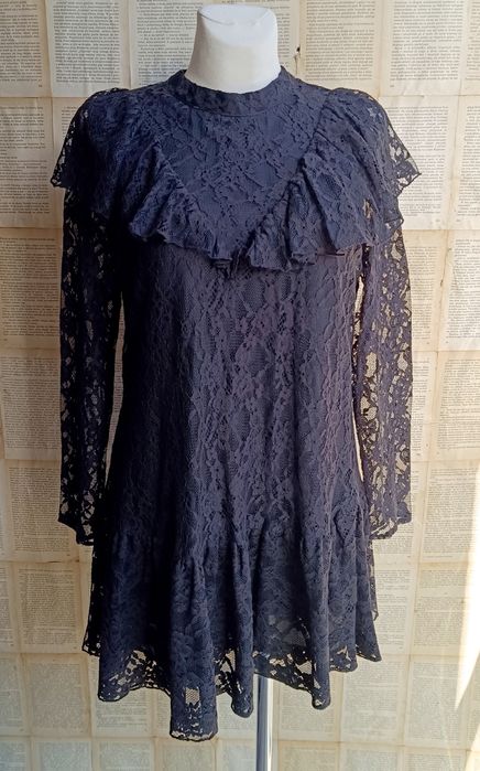 Zara dress+shorts M L biust 49,5x2 koronka gotic dark romantic
