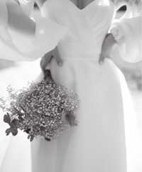 Весільна сукня з органзи в міді довжині
