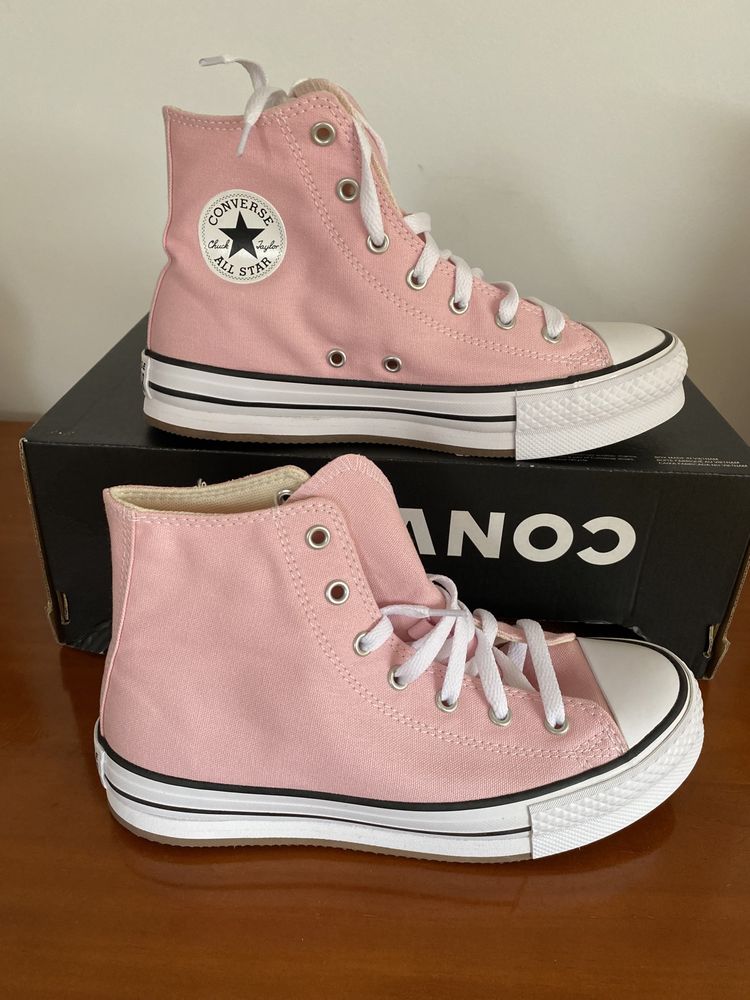 Tenis bota all star rosa plataforma converse NOVOS