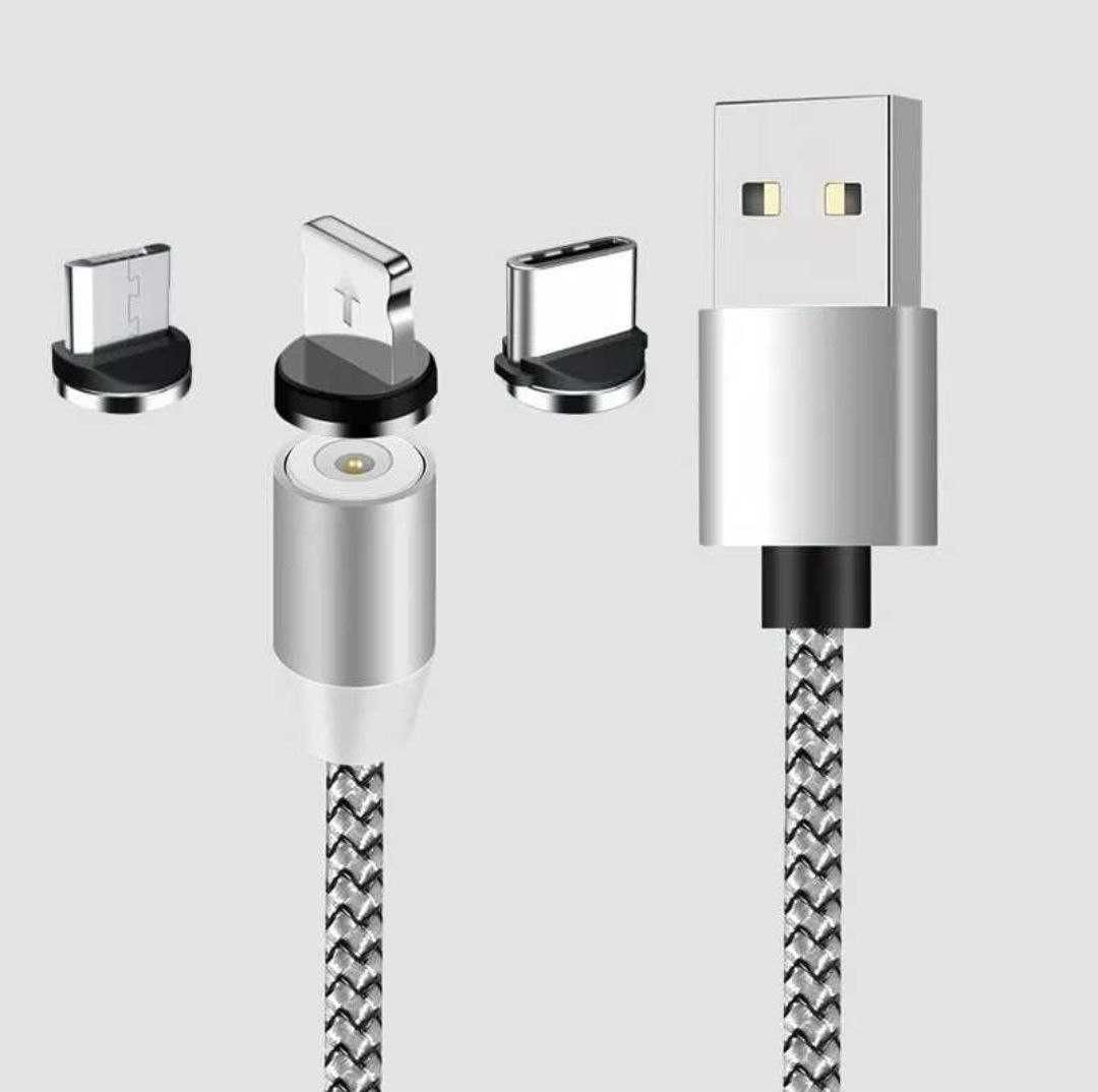3 в 1 магнитный USB кабель! Iphone/Android. Lightning/TypeC/MicroUSB