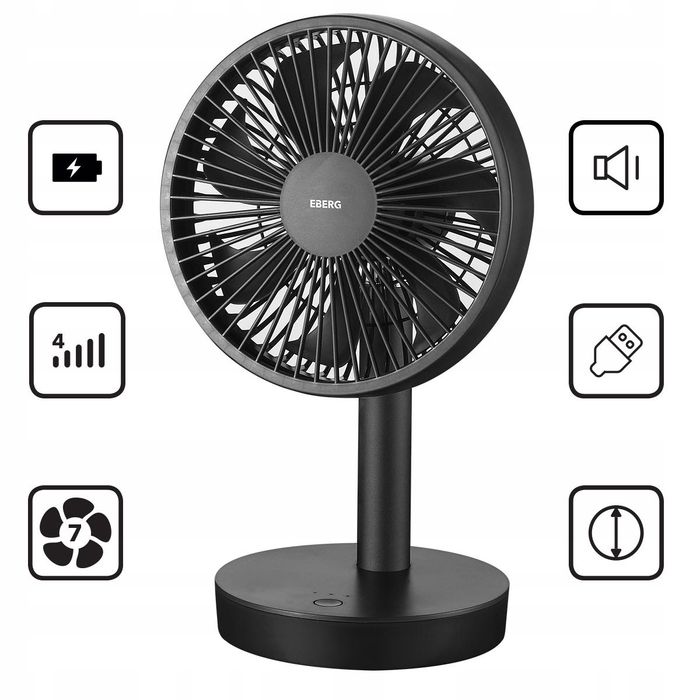 wentylator biurkowy wiatrak cichy bezprzewodowy akumulatorowy usb